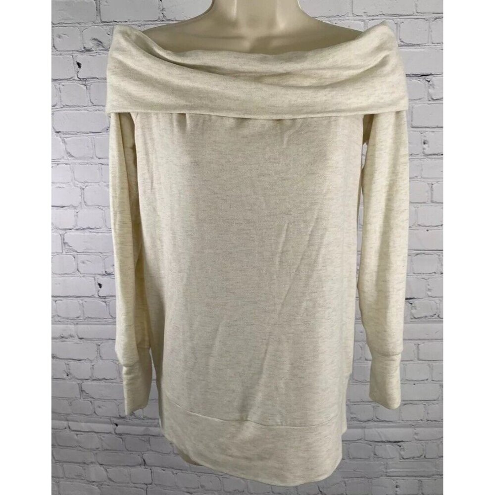 NWT Lauren Conrad Oatmeal Heather Off The Shoulder Pullover Sweater S Small